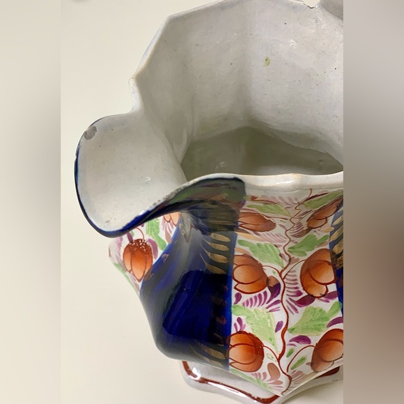 19th Century Vintage Gaudy Welsh Glamorgan Octagonal Soft Paste Pitcher Jug - Picture 11 of 16